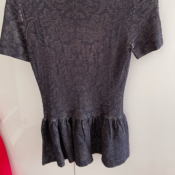 TORN BY RONNY KOBO Black Short Sleeve Eyelet Peplum Top Shirt Size Small - Picture 2 of 6